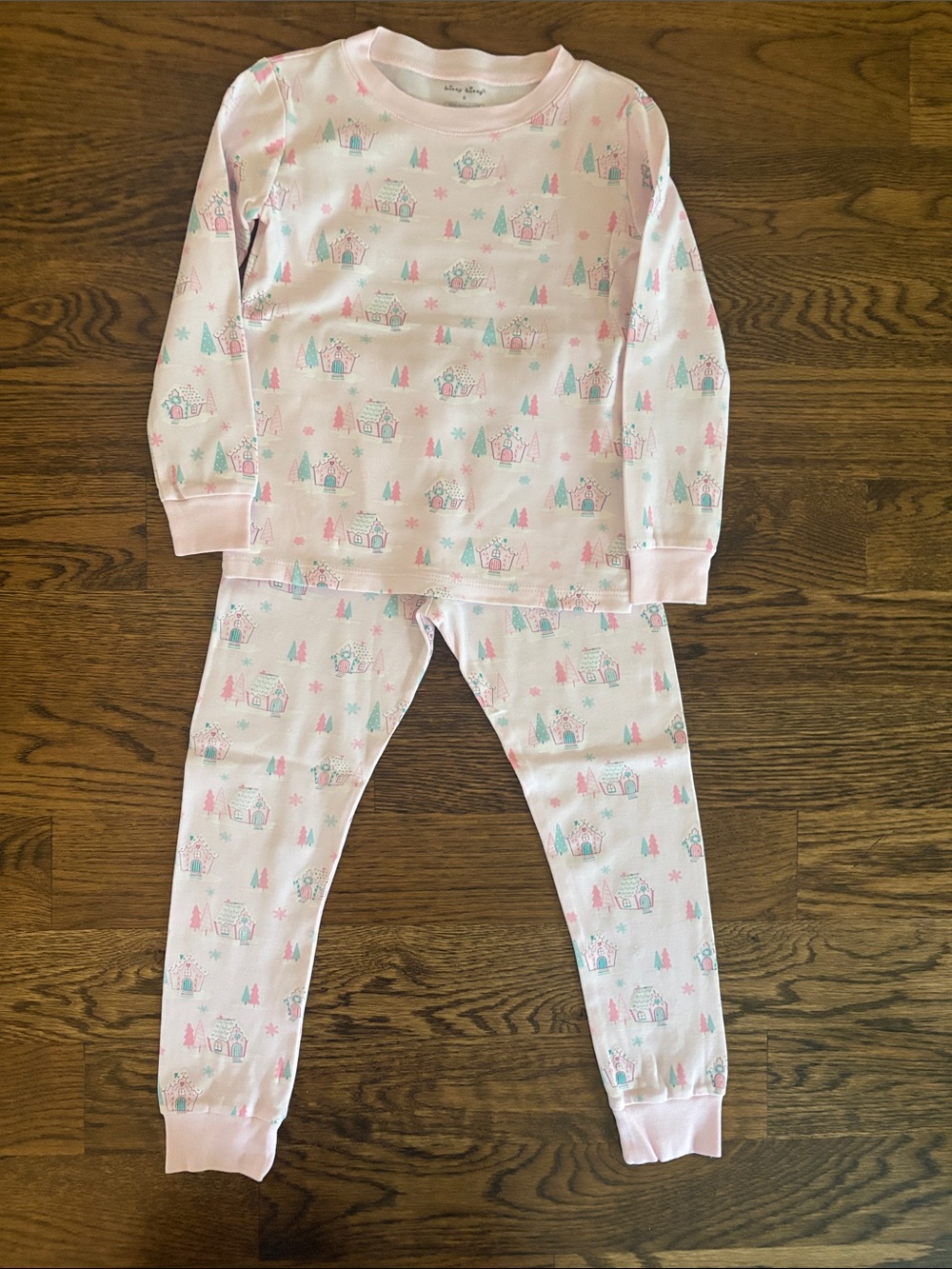 Kissy Kissy Pastel Pink Holiday Cottage Print Pajama Set